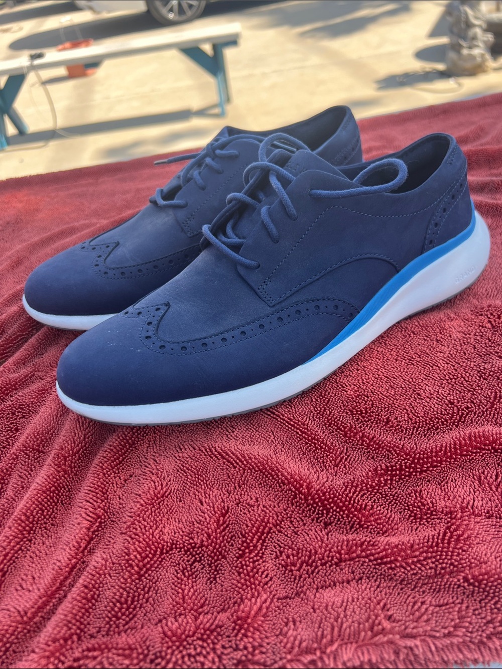 Cole Haan Grand Troy Wingtip Oxford Marine Blue Men Size 9